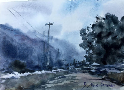 Watercolor painting In the fog Viktor Mikhailichenko