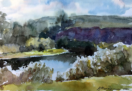 Watercolor painting By the river Viktor Mikhailichenko