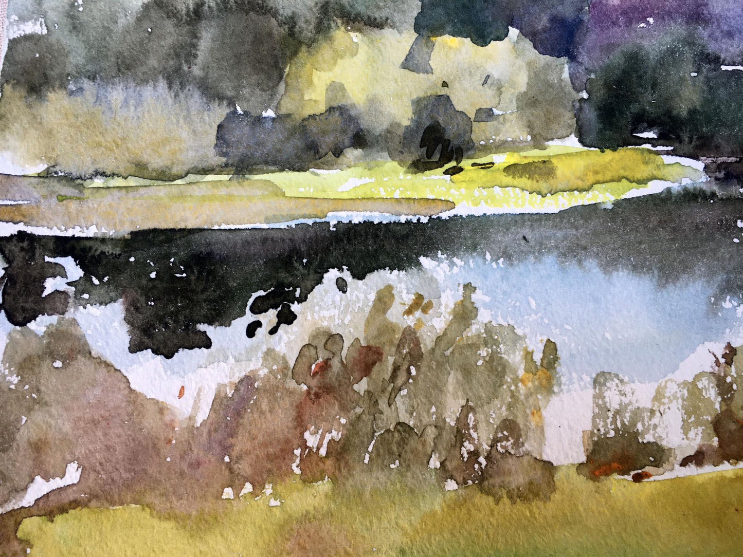 Watercolor painting By the river Viktor Mikhailichenko