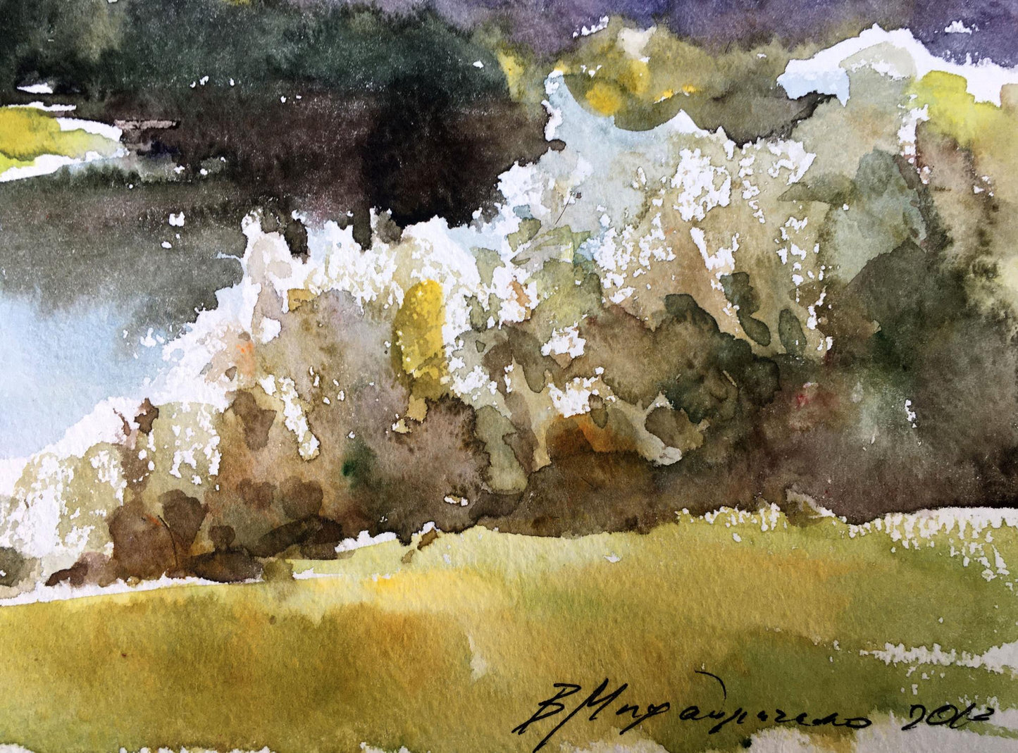 Watercolor painting By the river Viktor Mikhailichenko