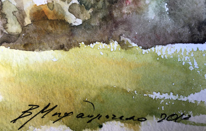 Watercolor painting By the river Viktor Mikhailichenko
