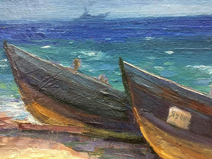 Oil painting Fishing boats Bozhenko Vasily Artemievich