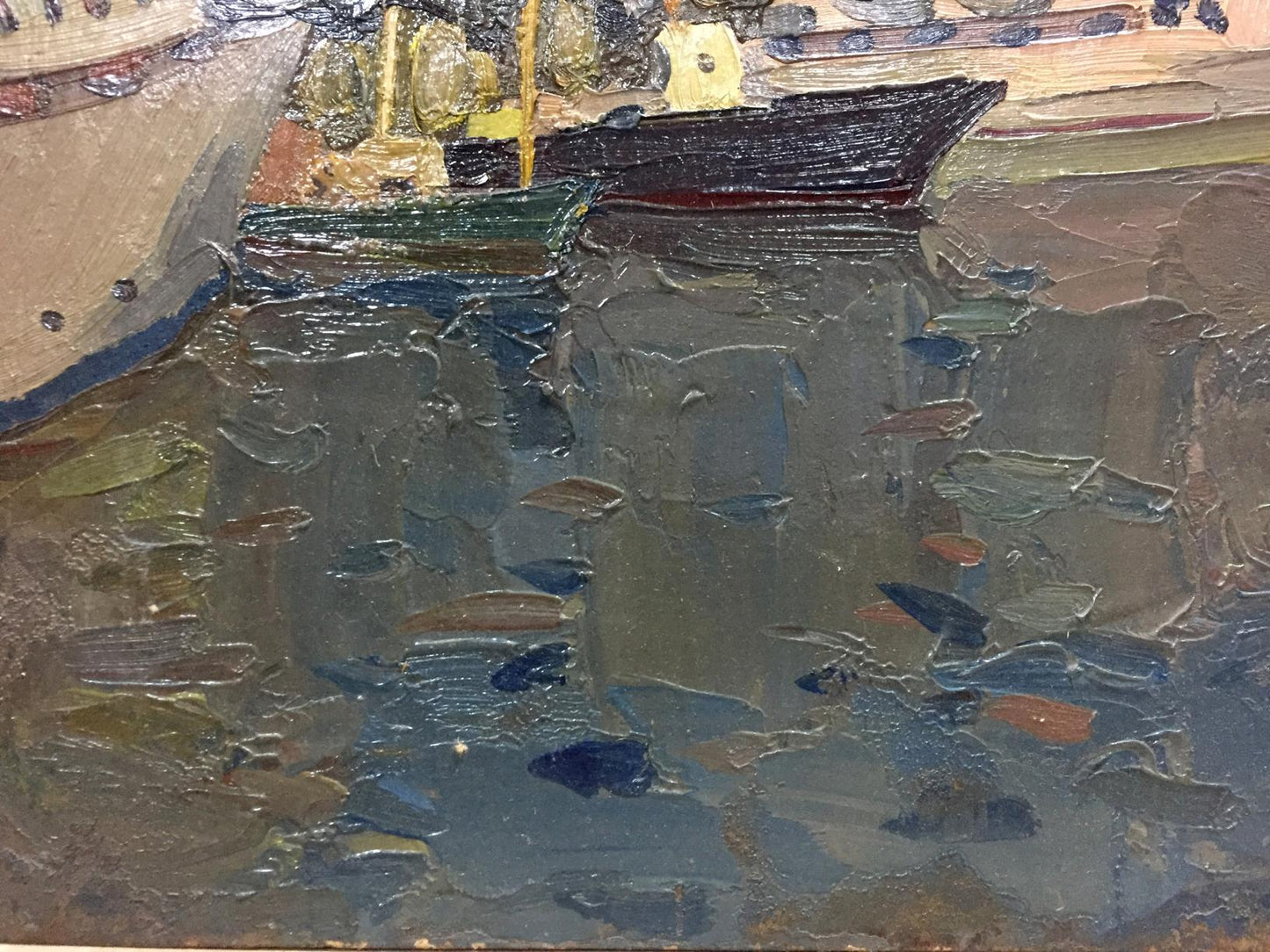Oil painting Ship port Karelin Vyacheslav