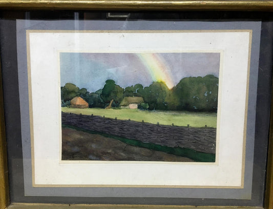 Watercolor painting Landscape with a rainbow Tsyupka Ivan Kirillovich