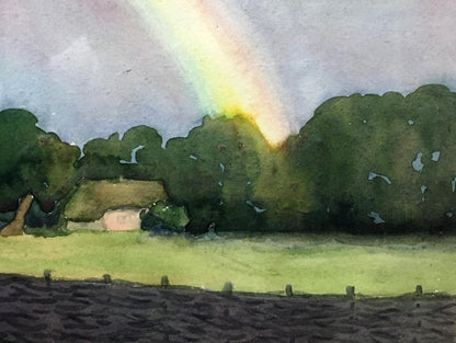 Watercolor painting Landscape with a rainbow Tsyupka Ivan Kirillovich