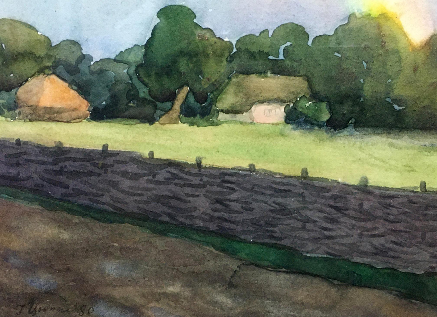 Watercolor painting Landscape with a rainbow Tsyupka Ivan Kirillovich