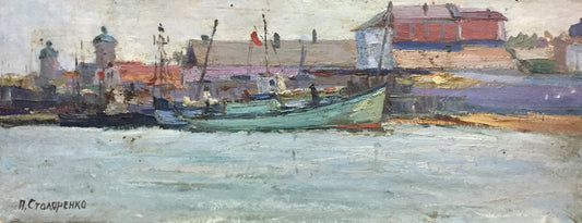 Ship Port by Peter Kuzmich Stolyarenko, depicting maritime harbor scenes.