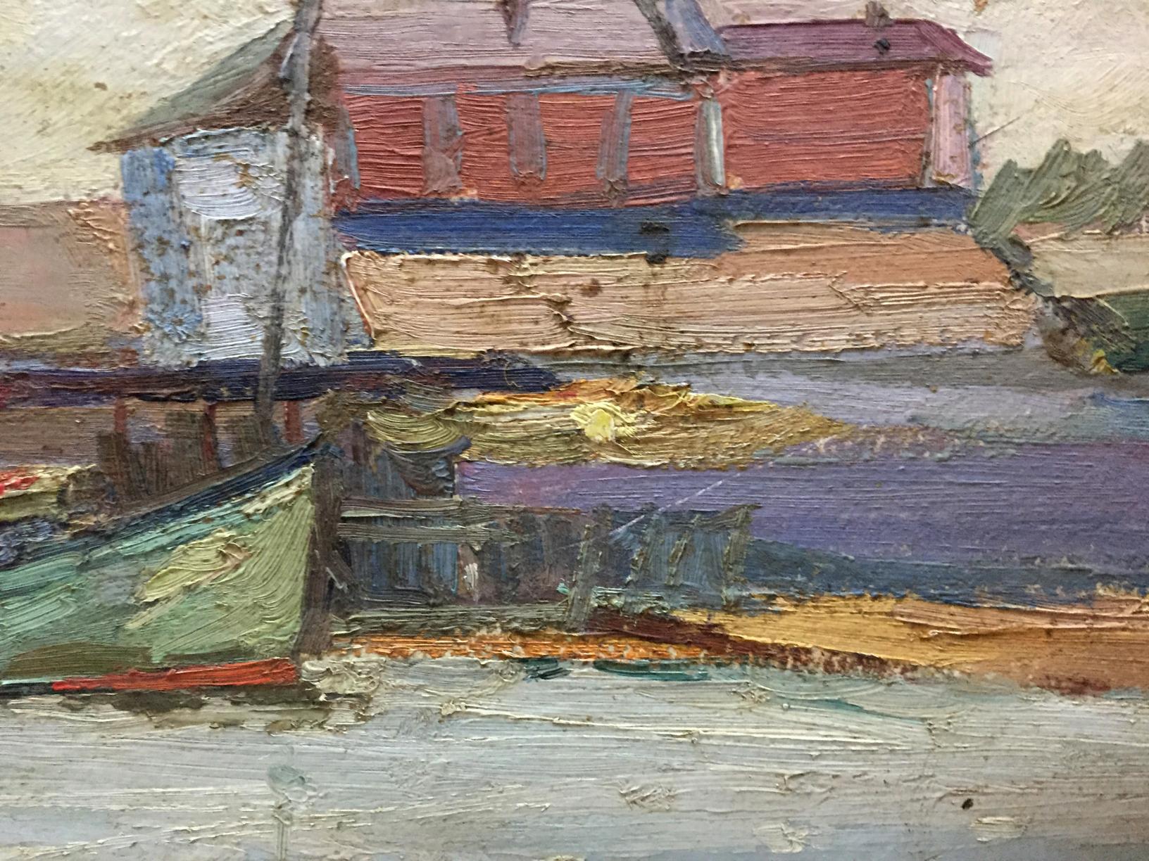 Stolyarenko's "Ship Port" artwork, portraying busy harbor life.