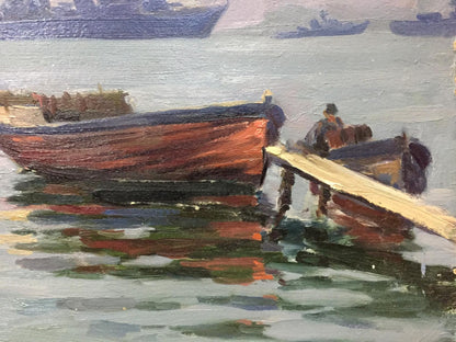 Oil painting In the Sevastopol Bay Kolomoitsev Petr Mikhailovich