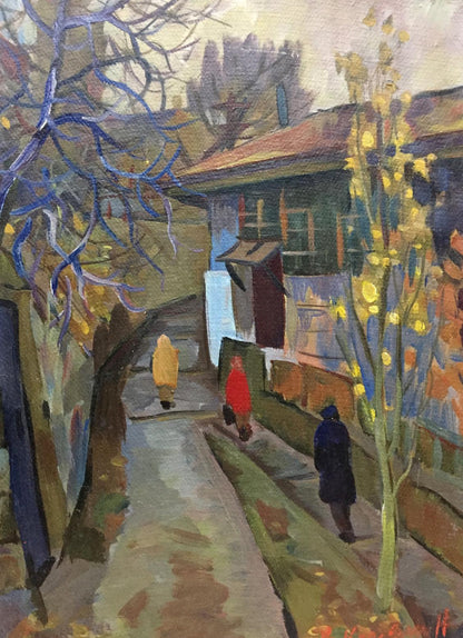 Oil painting Streets in the city Karelin Vyacheslav Dmitrievich
