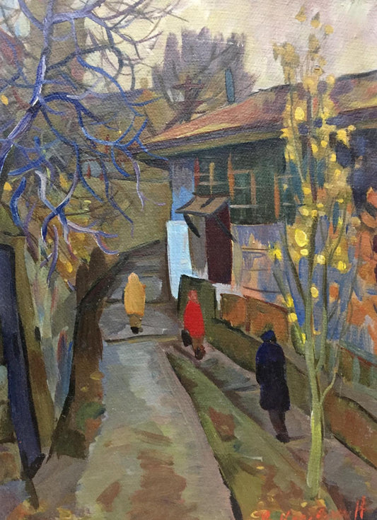 Oil painting Streets in the city Karelin Vyacheslav Dmitrievich