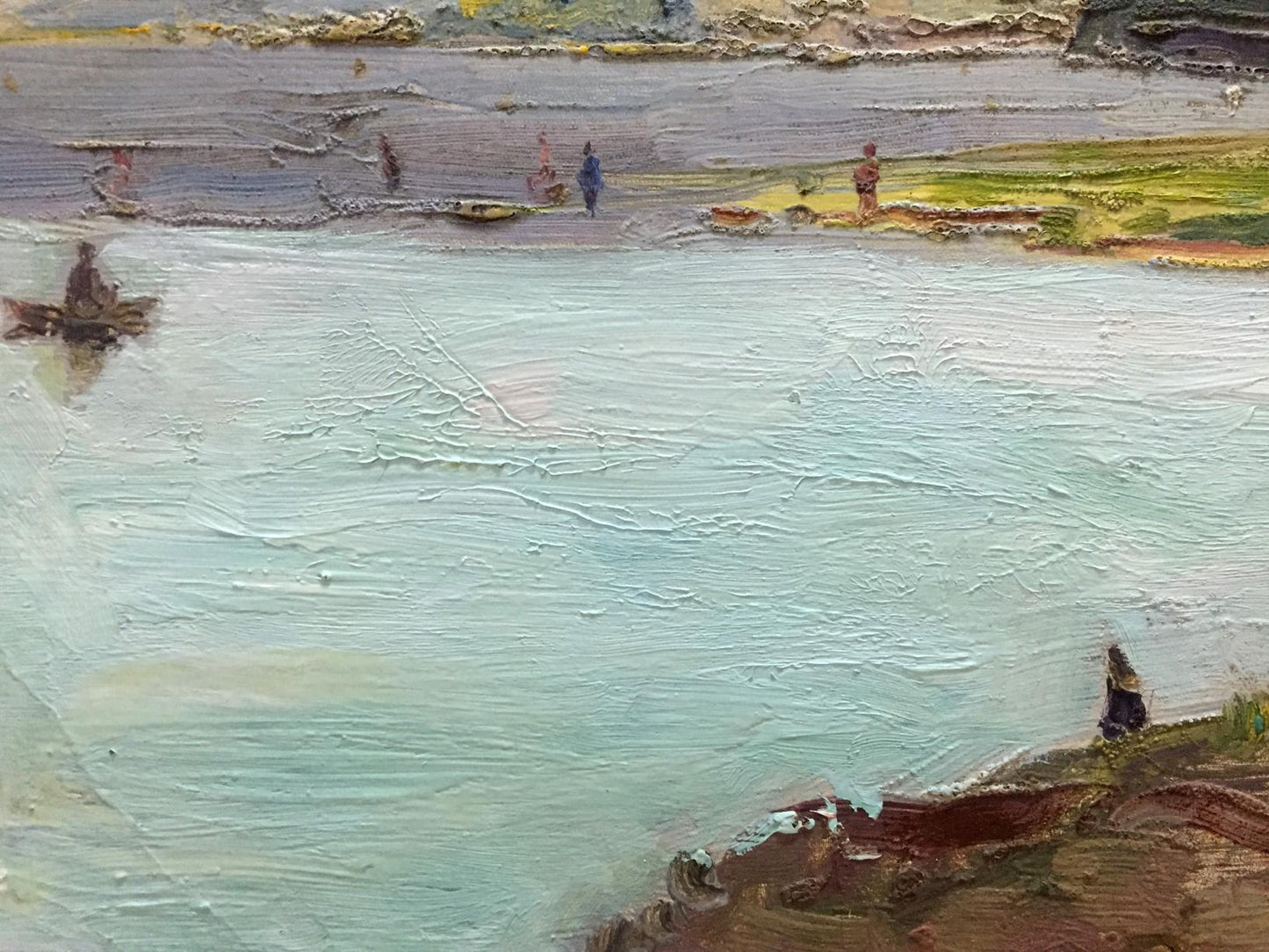 Oil painting People by the river Fedir Zotykovych Konovalyuk
