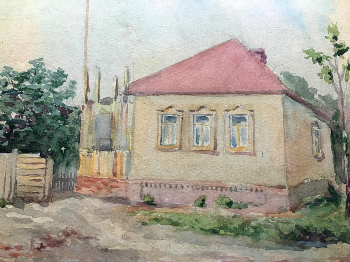 Watercolor painting Village Dmitry Lednev