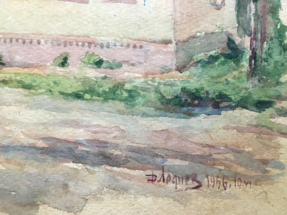 Watercolor painting Village Dmitry Lednev