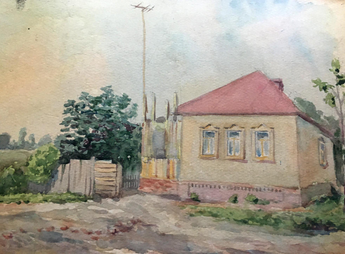 Watercolor painting Village Dmitry Lednev