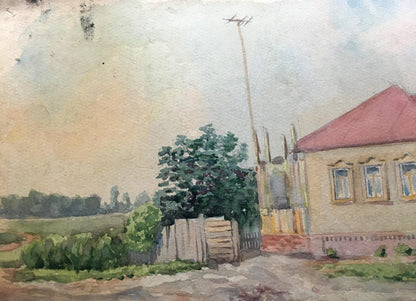 Watercolor painting Village Dmitry Lednev