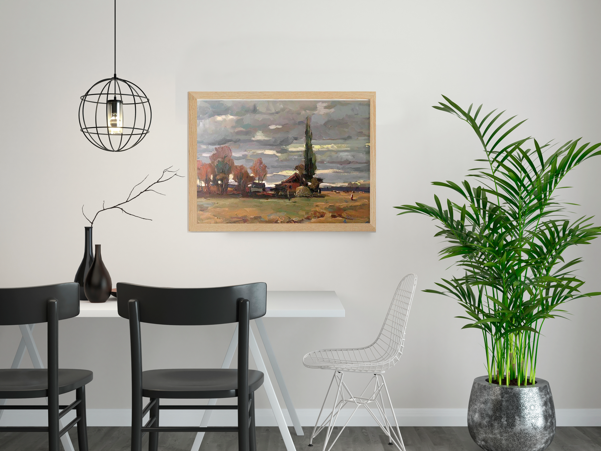 Oil Painting Nature Landscape Village landscape Art 