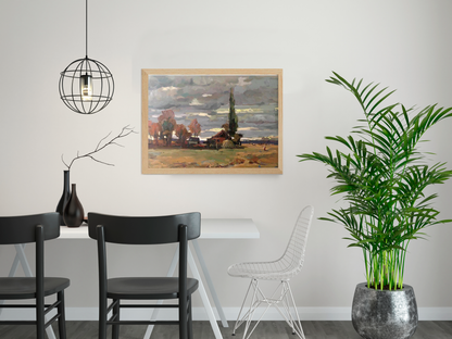 Oil Painting Nature Landscape Village landscape Art 