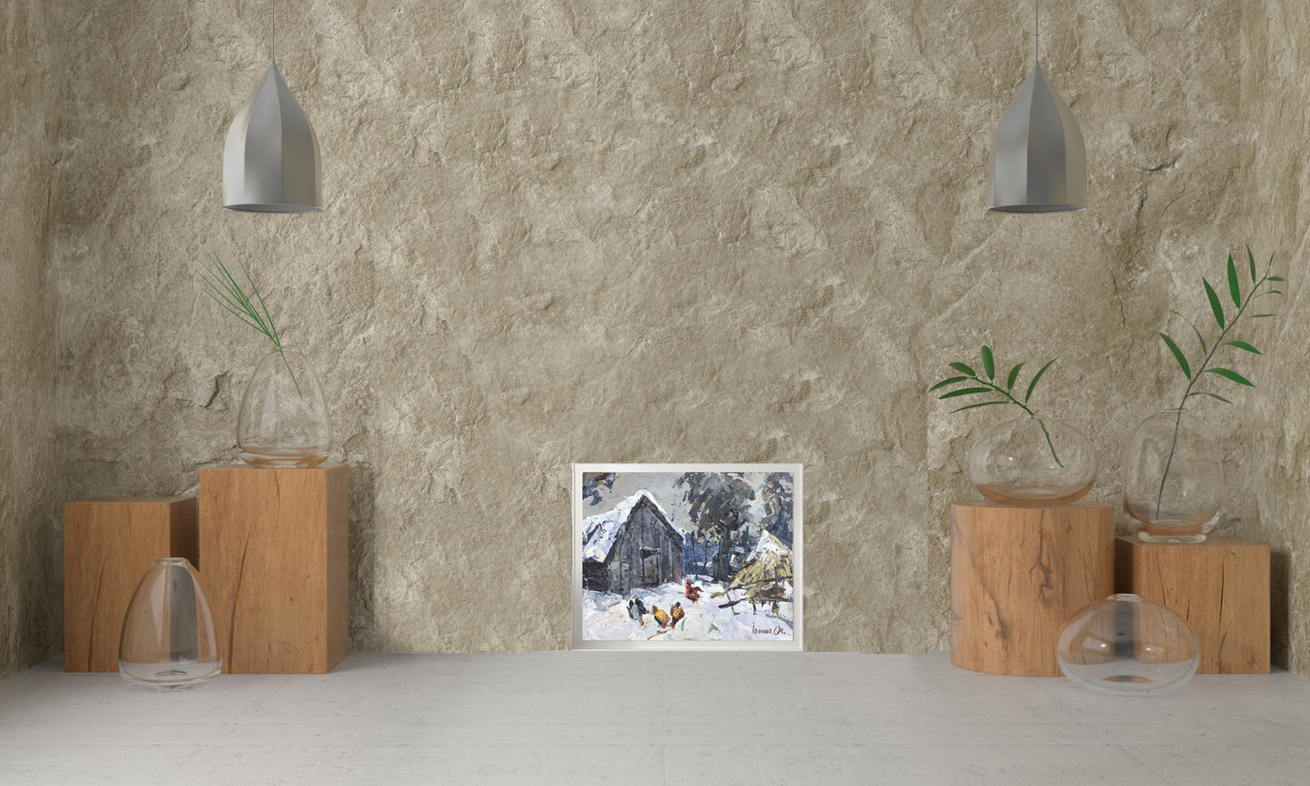 Oil Painting Village landscape Art 