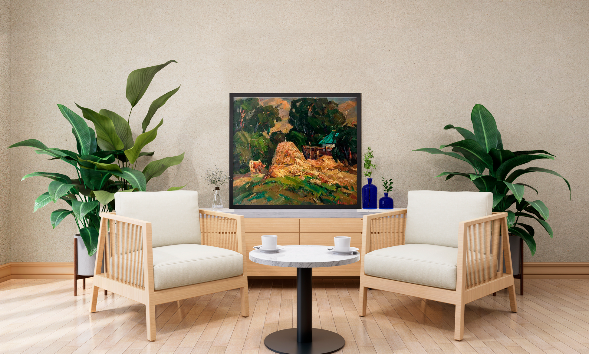 Oil painting Nature Landscape Village landscape 