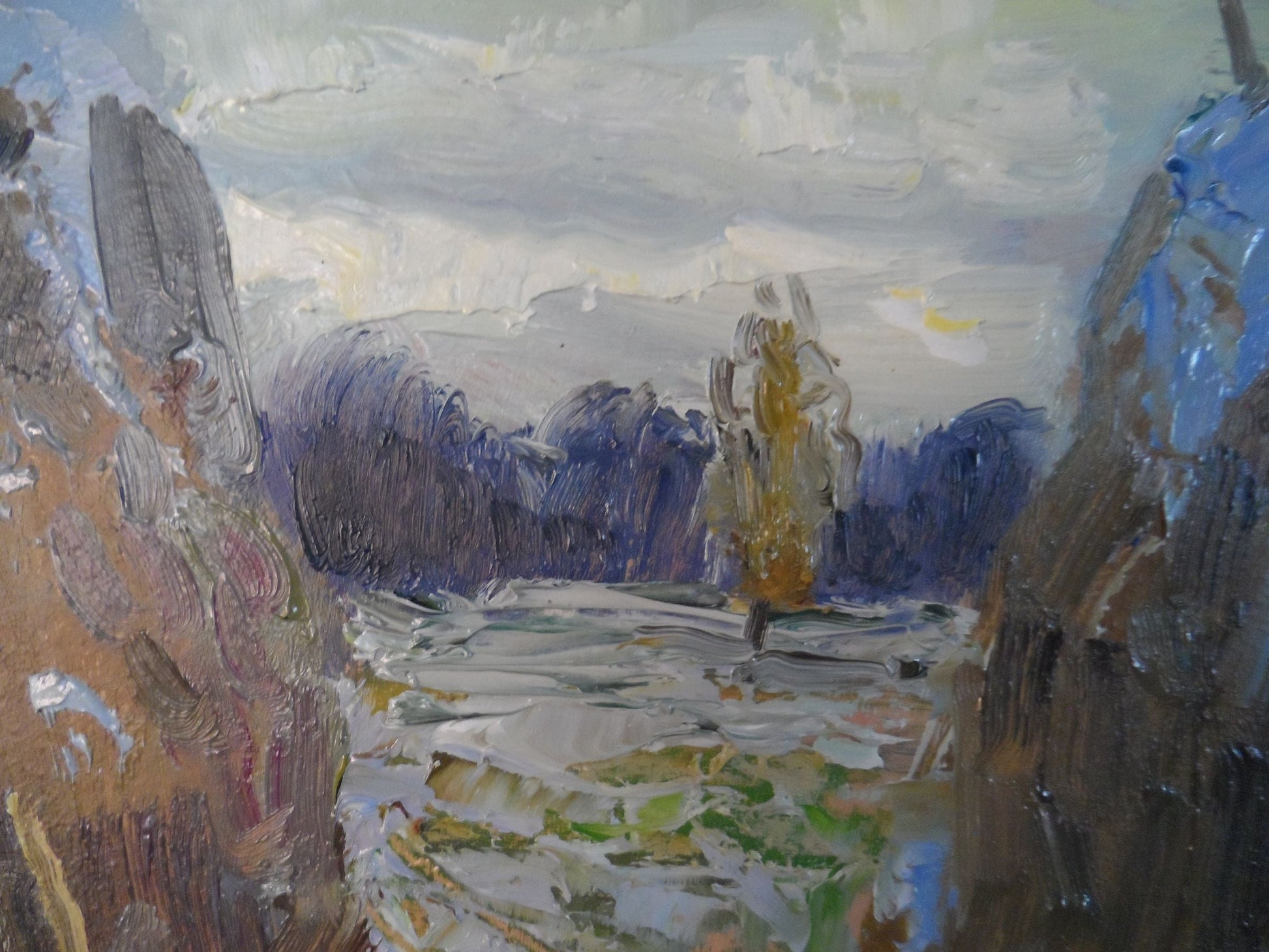 Oil Painting Village Nature Landscape 