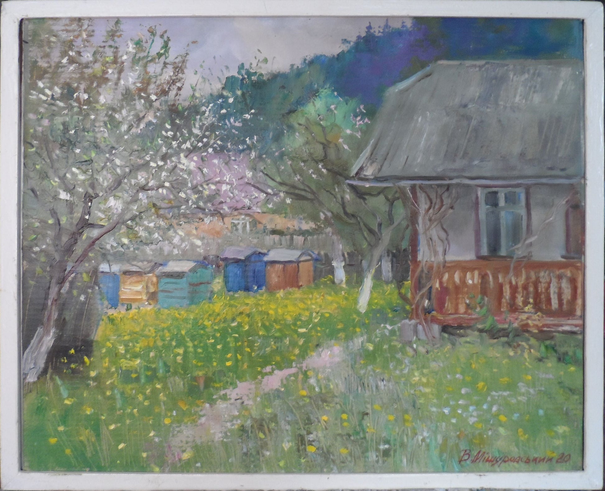 Oil painting Spring. beehives Mishurovsky V. V.