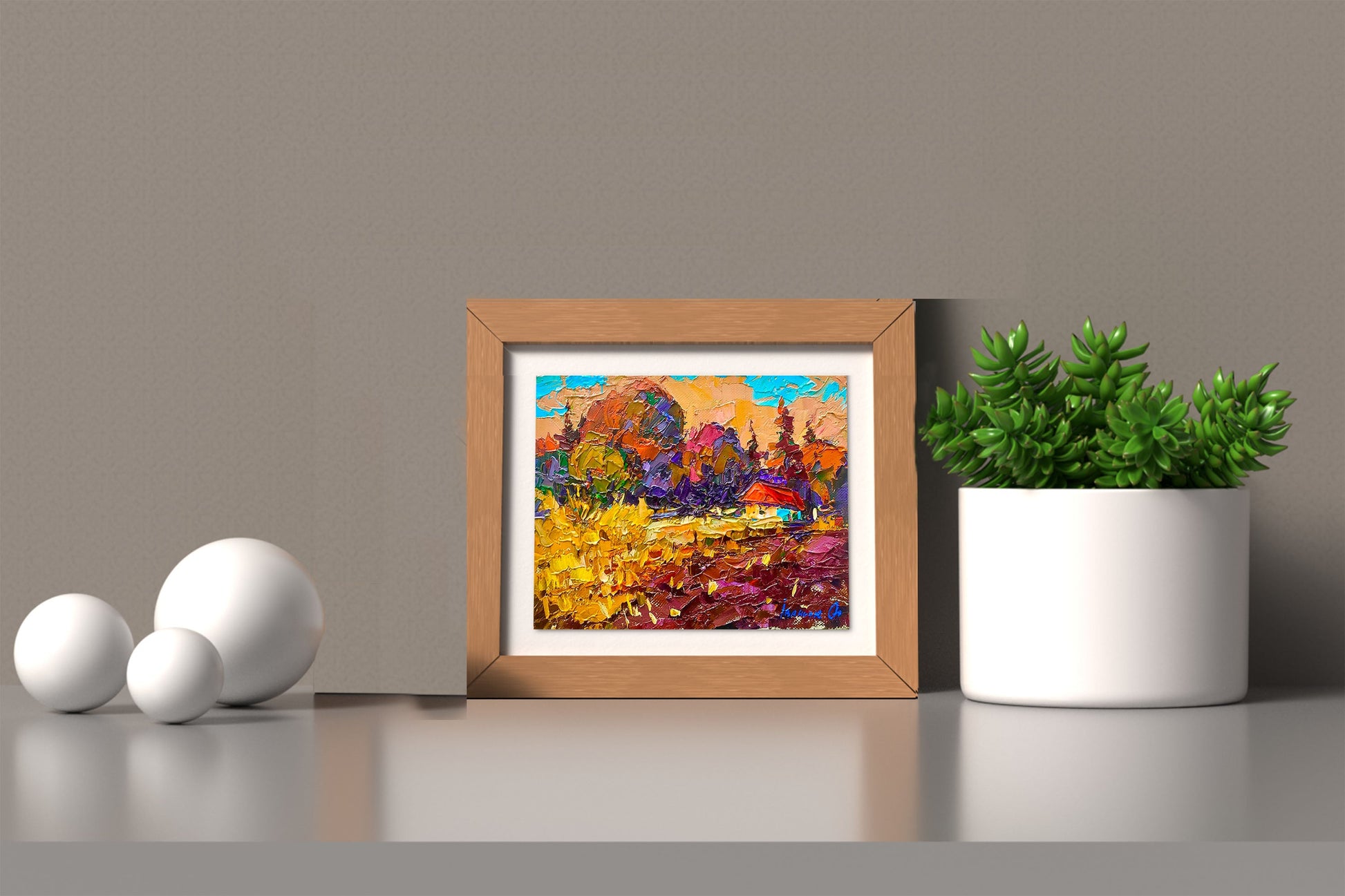 Oil Painting Nature Landscape Village landscape Art 