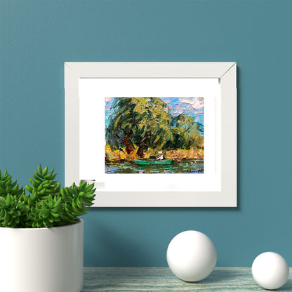 Oil painting on the river 