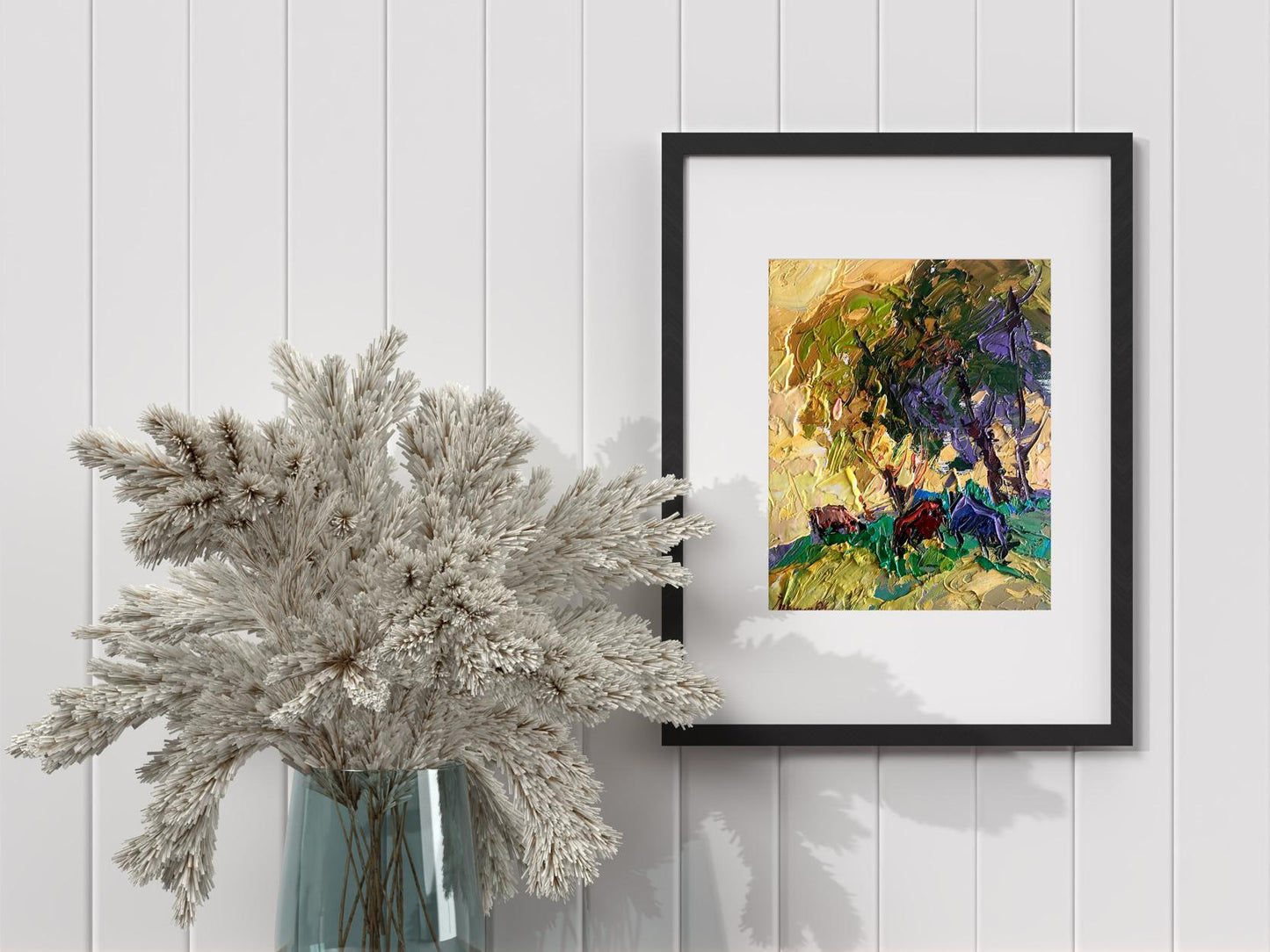 Oil Painting Nature Landscape Village landscape Art 