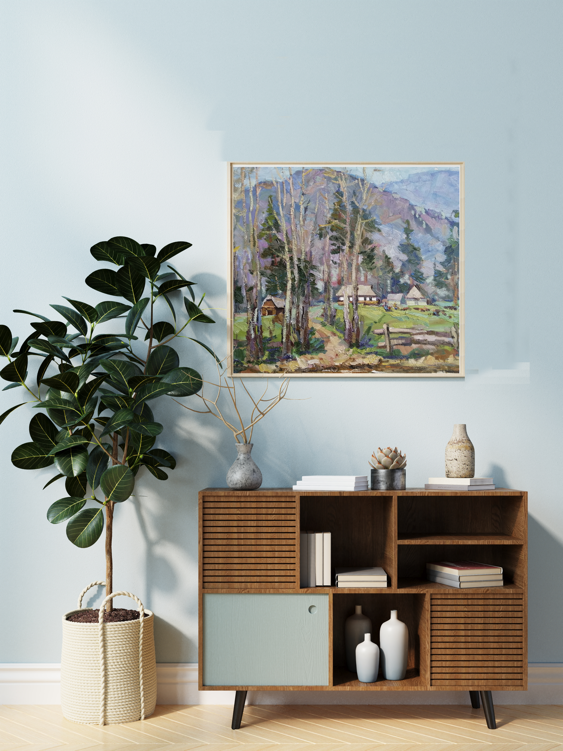Oil Painting Nature Village landscape Art