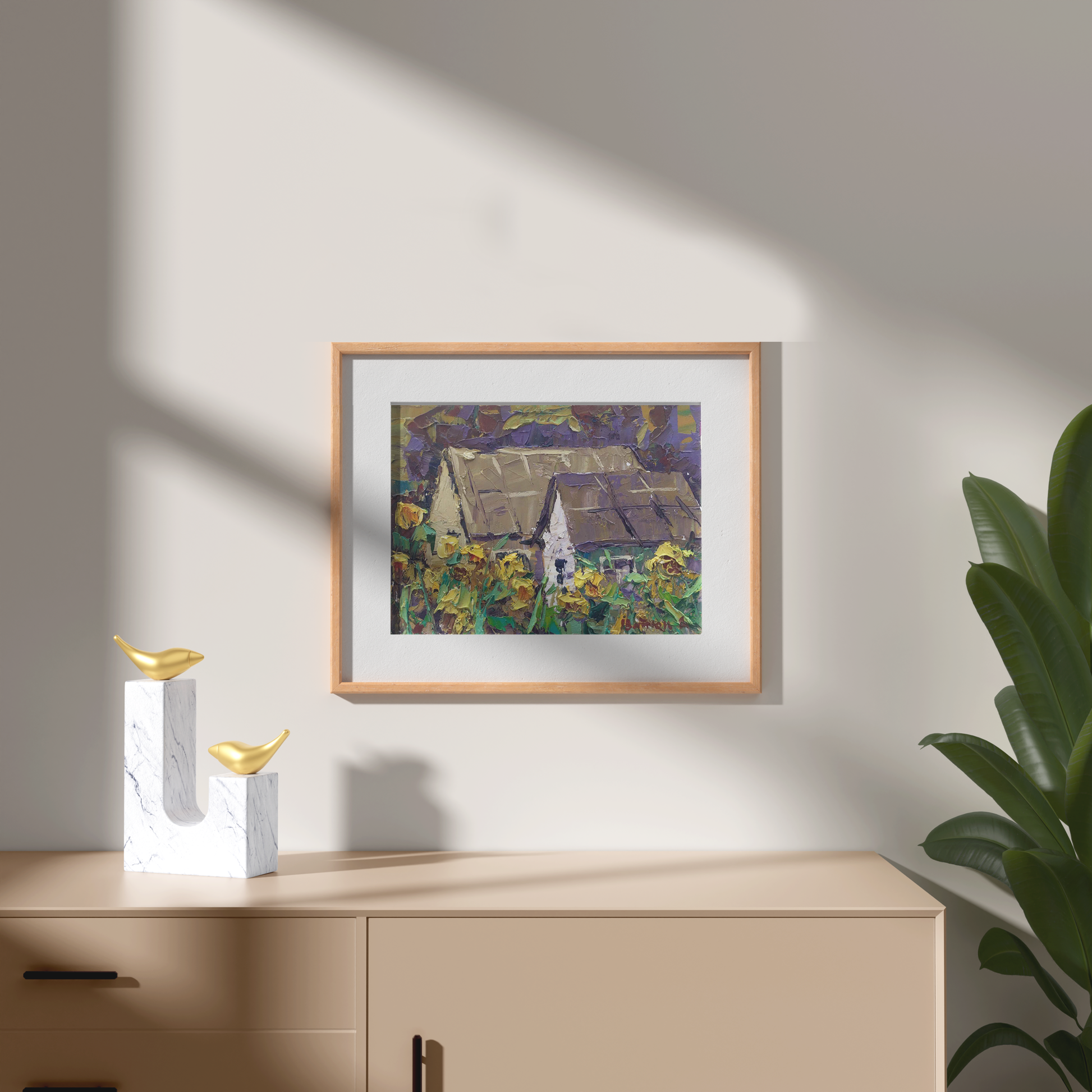 Oil Painting Nature Landscape Village landscape Art 