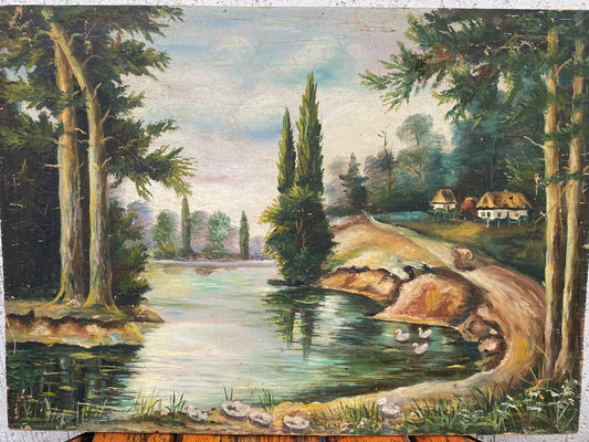 Oil painting Village views Unknown artist