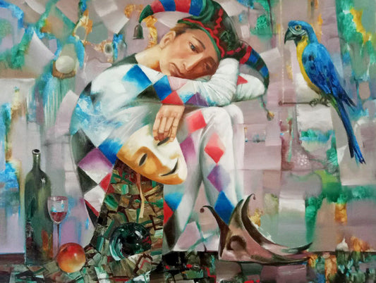 Abstract oil painting Harlequin Anatoly Borisovich Tarabanov