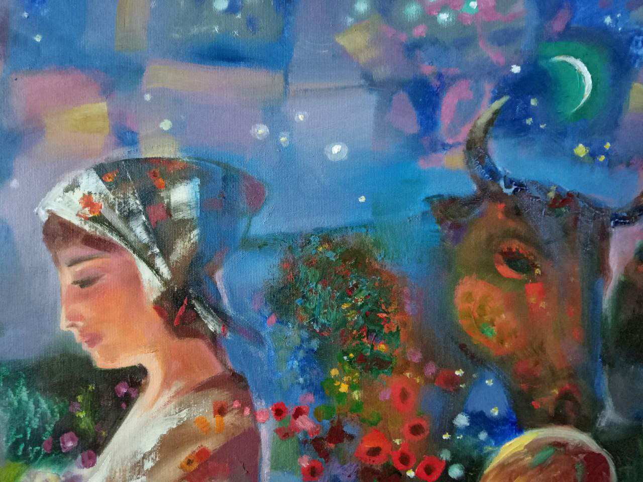 Abstract oil painting Summer Night's Love Anatoly Tarabanov