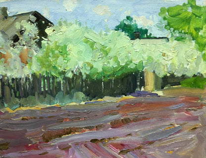 Oil painting Street in flowers Bloshenko Anatoly Mikhailovich