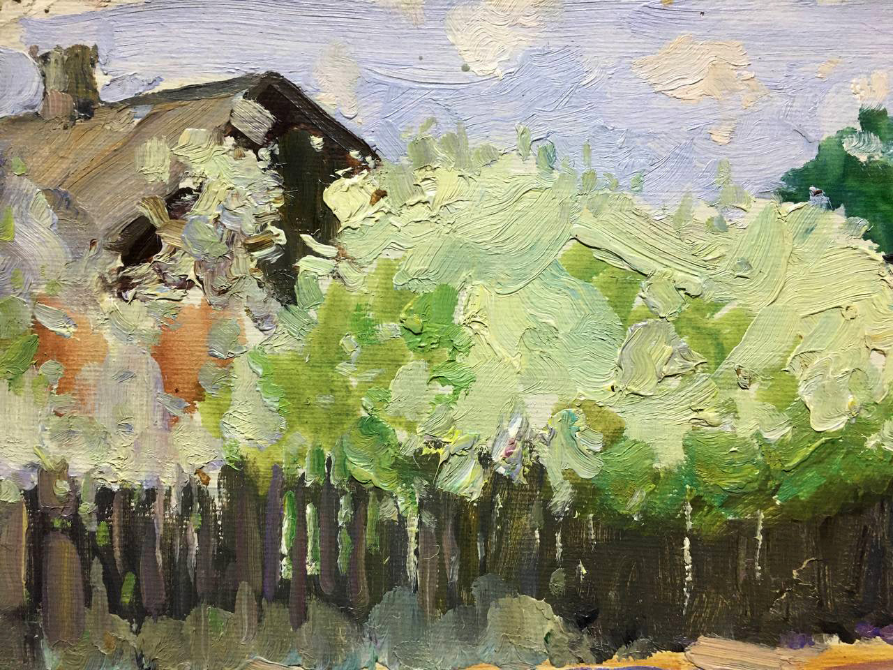 Oil painting Street in flowers Bloshenko Anatoly Mikhailovich