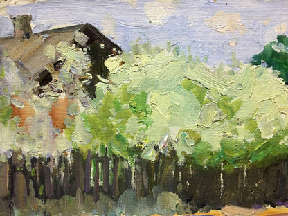 Oil painting Street in flowers Bloshenko Anatoly Mikhailovich