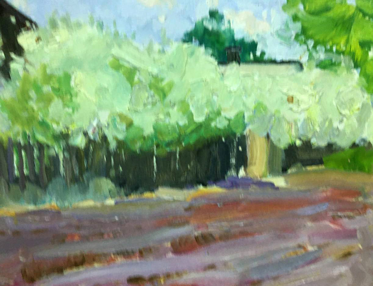 Oil painting Street in flowers Bloshenko Anatoly Mikhailovich