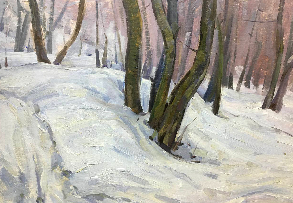 Oil painting Winter forest Bloshenko Anatoly Mikhailovich