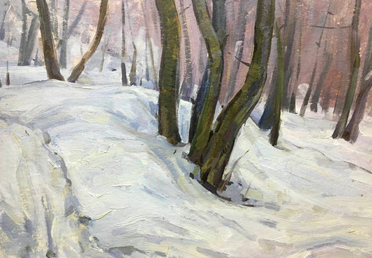 Oil painting Winter forest Bloshenko Anatoly Mikhailovich