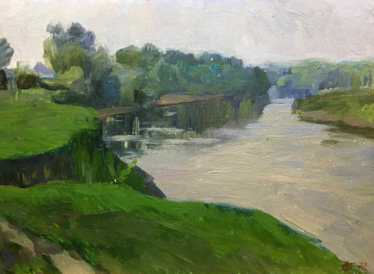 Oil painting River landscape Bloshenko Anatoly Mikhailovich