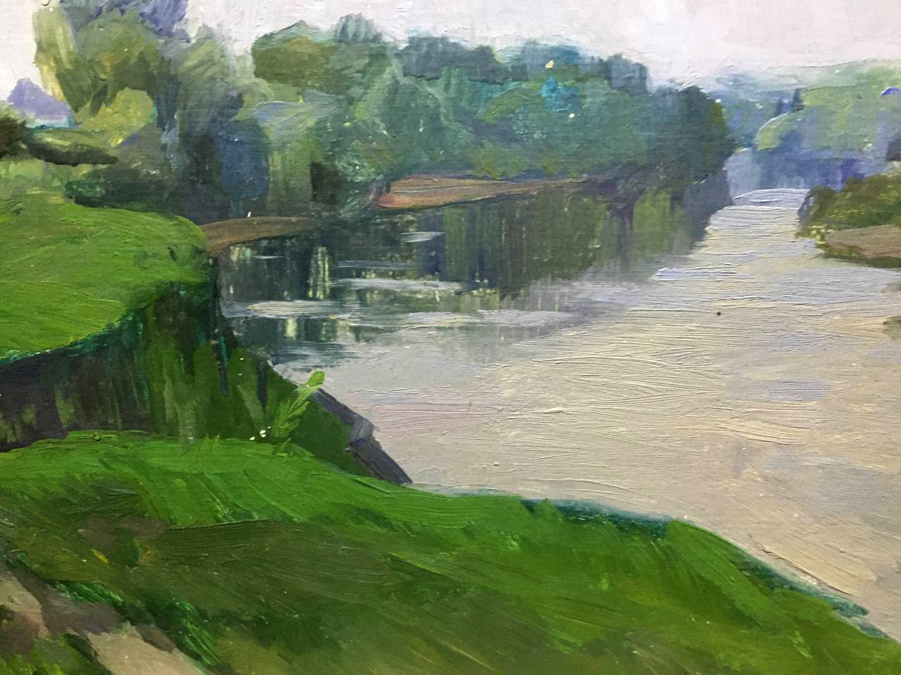 Oil painting River landscape Bloshenko Anatoly Mikhailovich