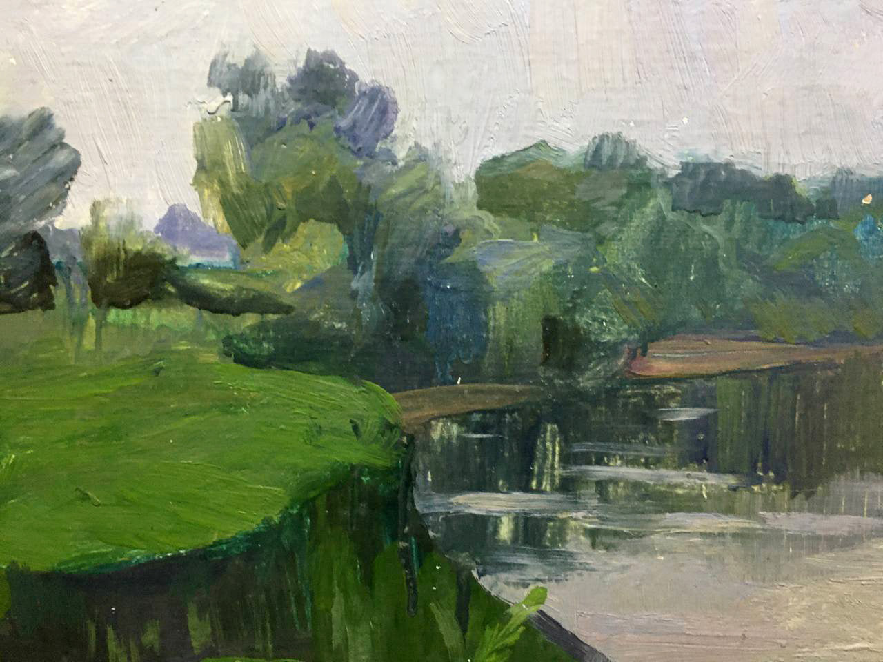 Oil painting River landscape Bloshenko Anatoly Mikhailovich