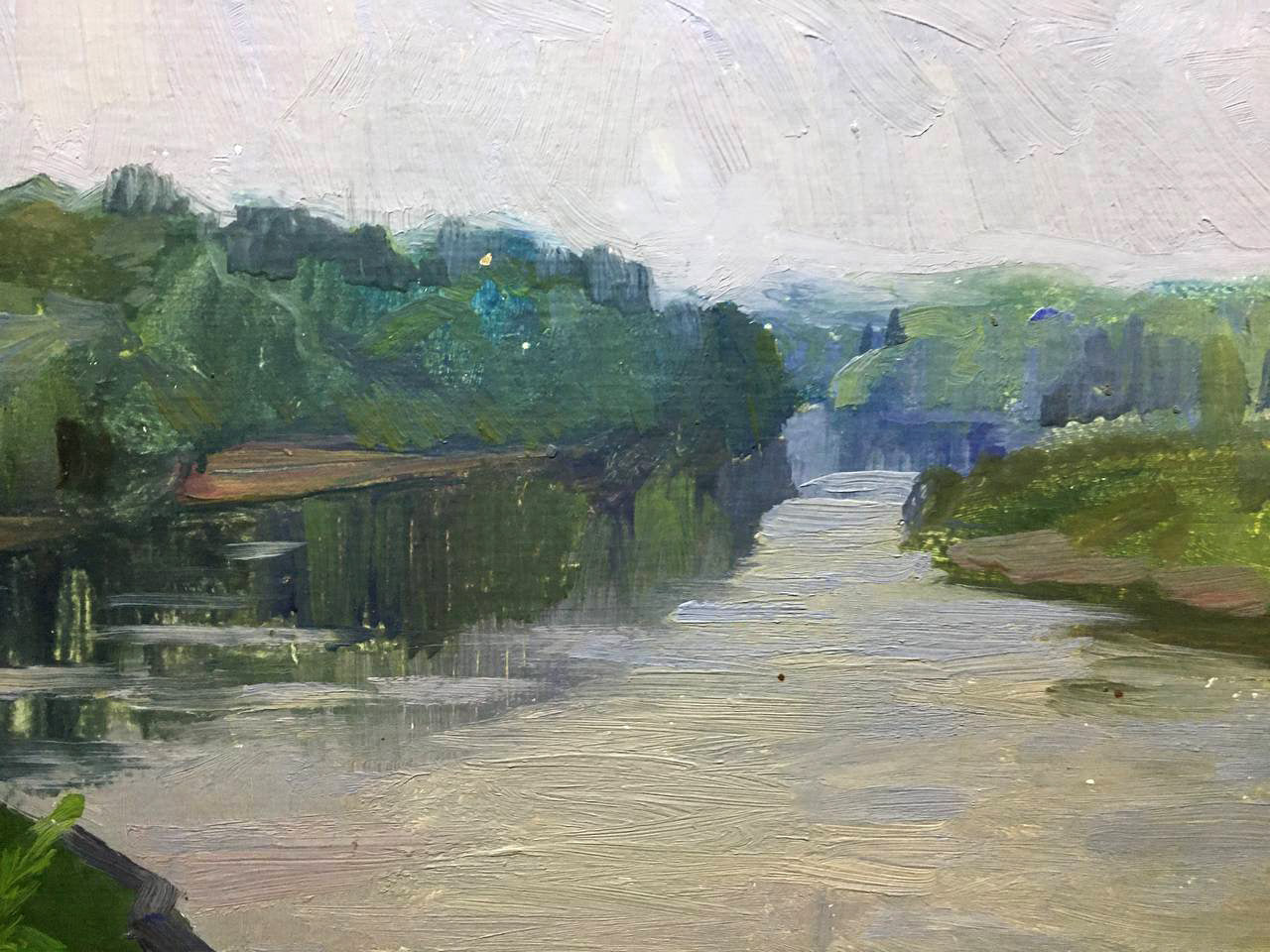 Oil painting River landscape Bloshenko Anatoly Mikhailovich
