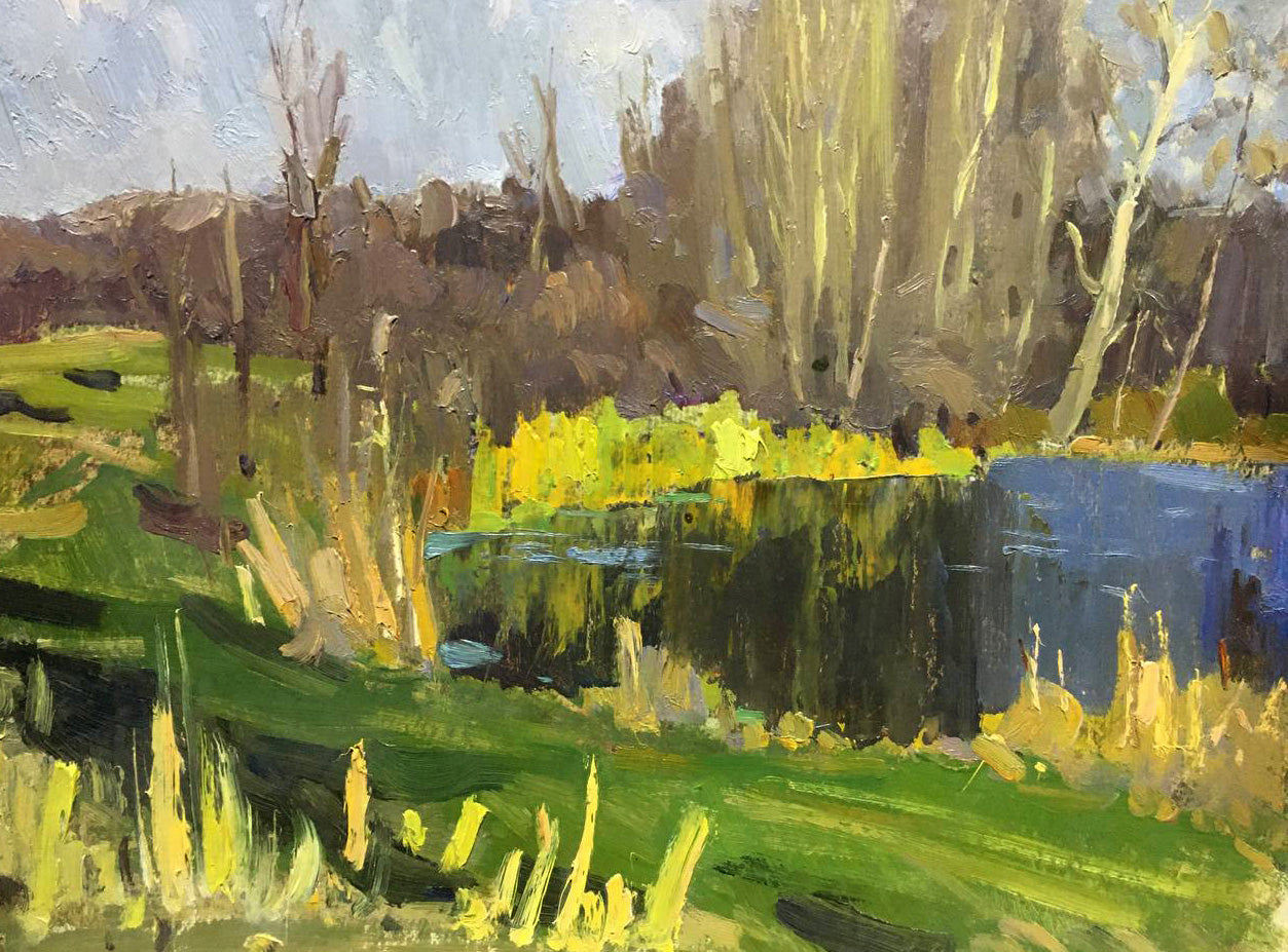 Oil painting Forest Lake Bloshenko Anatoly Mikhailovich