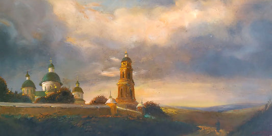 Oil painting Evening landscape Unknown author