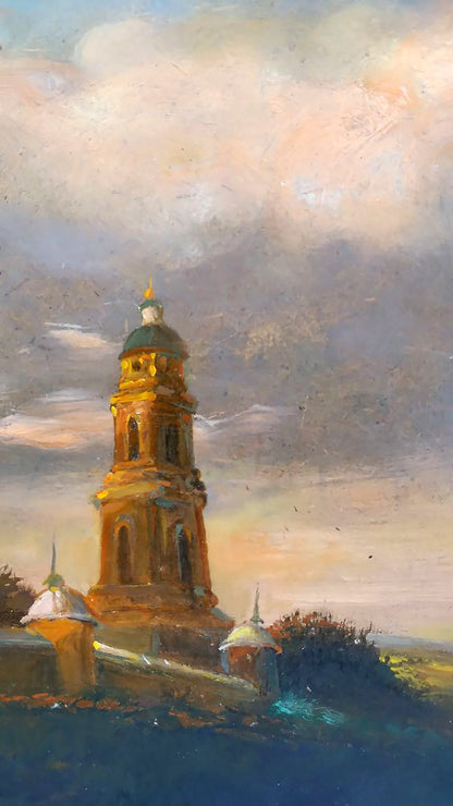 Oil painting Evening landscape Unknown author