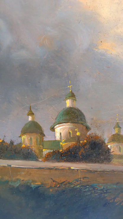 Oil painting Evening landscape Unknown author