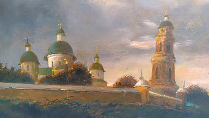 Oil painting Evening landscape Unknown author