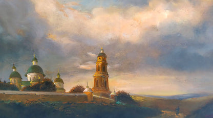 Oil painting Evening landscape Unknown author